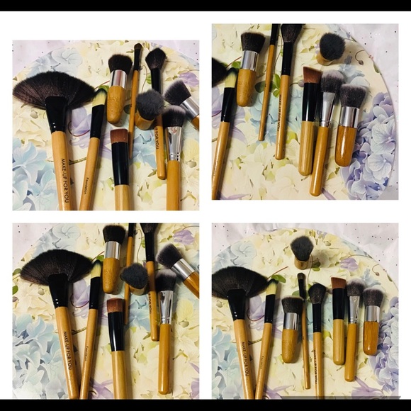 Beautiful Wooden Makeup Brushes 9 Pieces - Picture 1 of 5